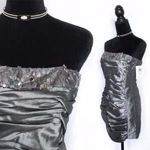 NEW Jessica McClintock Strapless Mini Metallic Formal Dress NWT
